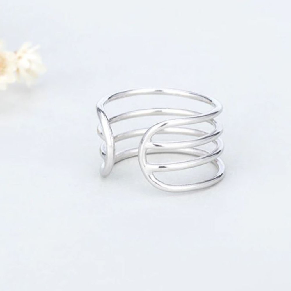 Minimalist 925 Sterling Silver Multi Layer Ring Minimalist Stackable Ring - Picture 4 of 6